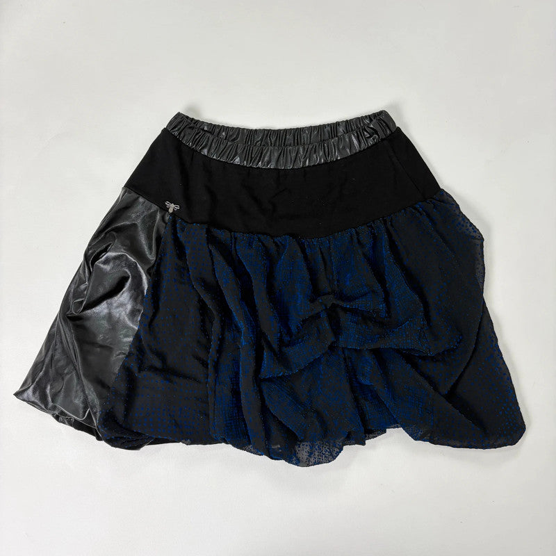 black gathered draped puff skirt