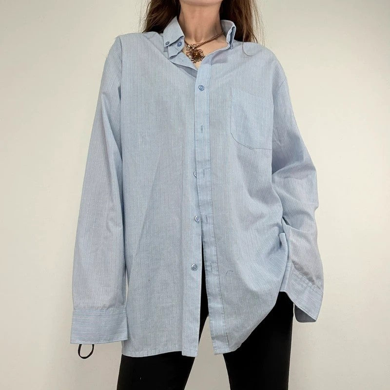 Baby blue pinstripe slouchy oversized skirt