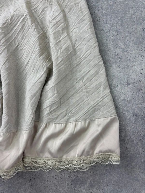 Khaki flared ruffle drop waist midi skirt