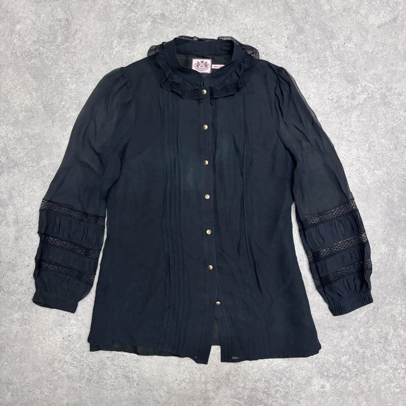 sheer lace silk black gothic shirt