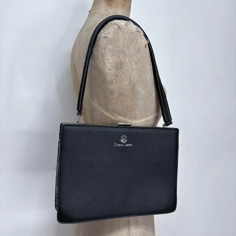 black leather structured bag