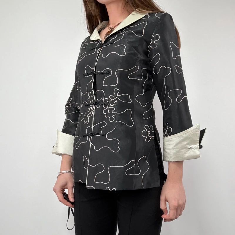 black Embroidered Silk Jacket