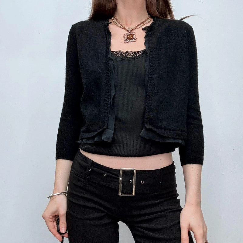 black cropped wool cardigan