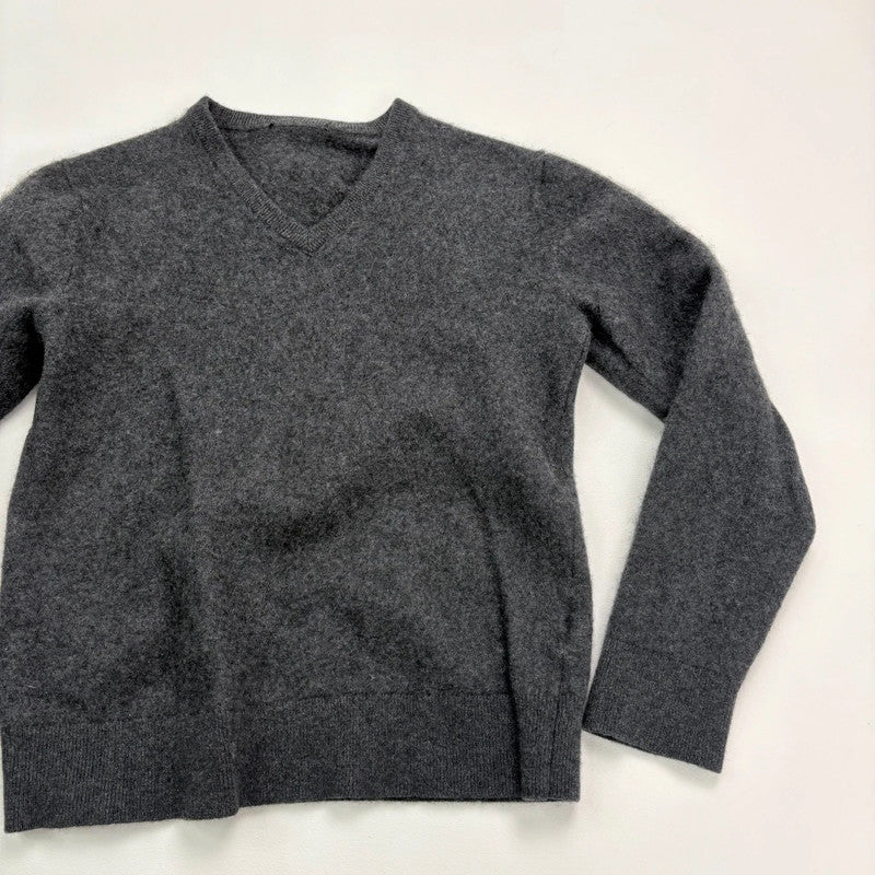 grey wool cropped fluffy cashmere jumper