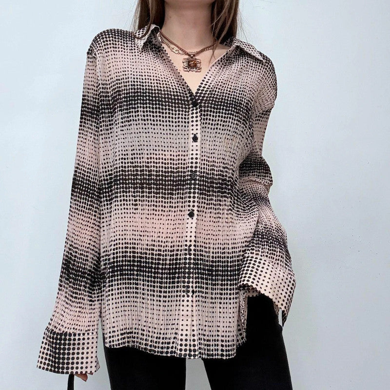 polka dot striped crinkle shirt