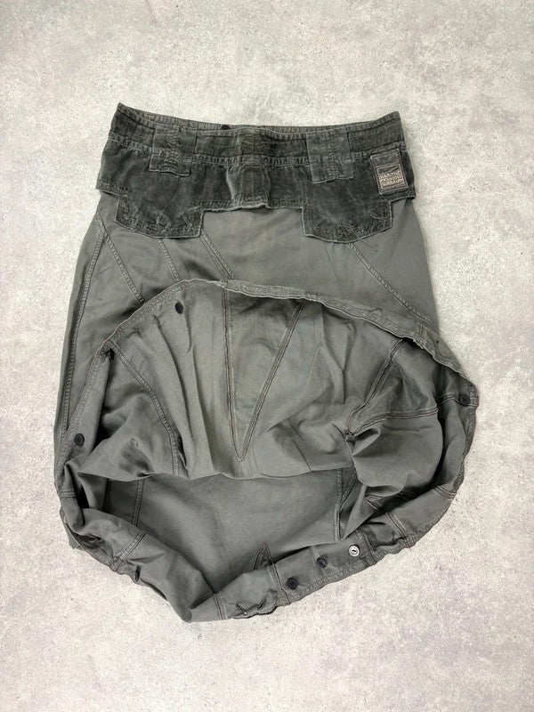 Marithé + François Girbaud adjustable button grey cargo skirt