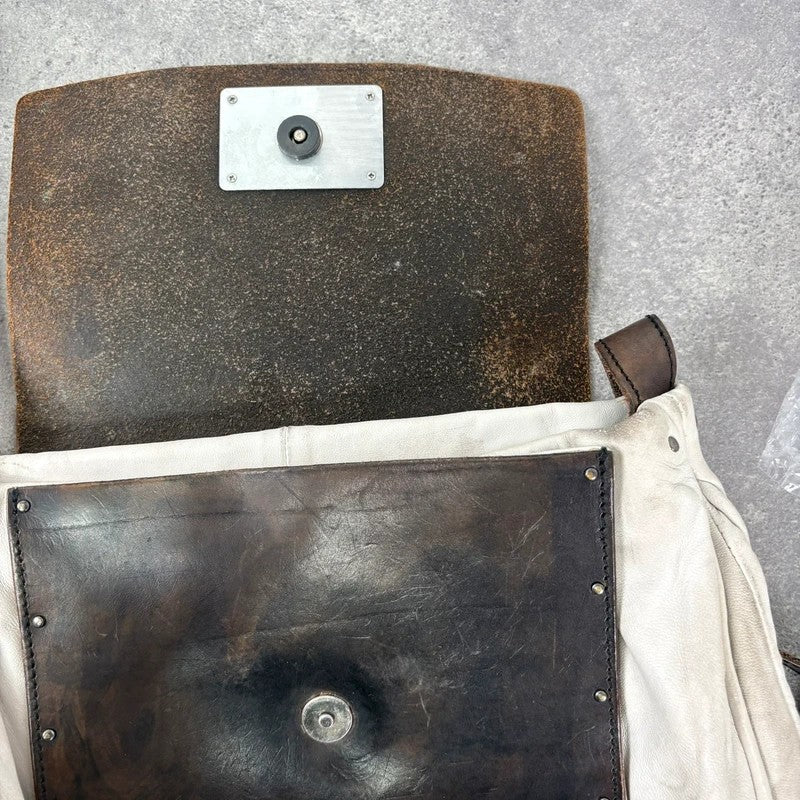Distressed diesel leather slouchy messenger bag