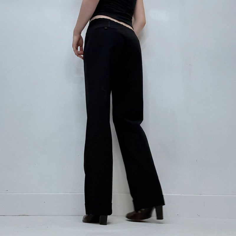 black cop copine suspender detailed trousers