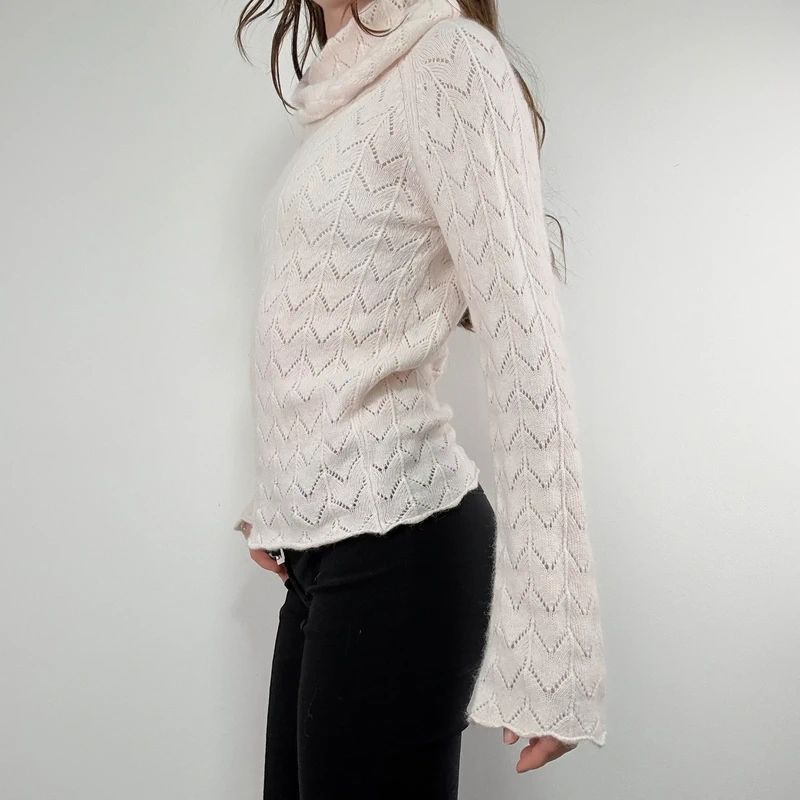pale pink angora knitted pale pink flared jumper