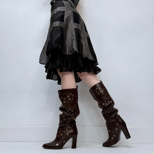 black layered flared ruffle silk skirt