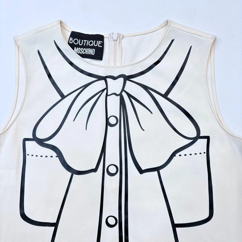 cream Moschino Bow printed twee vest