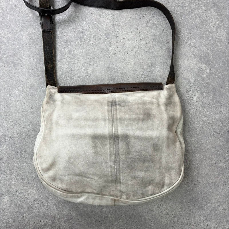 Distressed diesel leather slouchy messenger bag