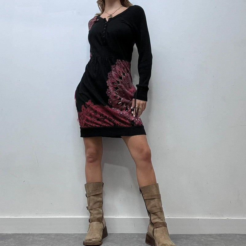black desigual graphic y2k dress