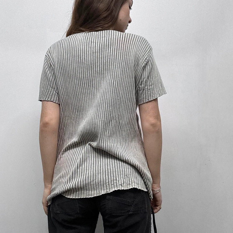 ribbed striped graphic printed tshirt