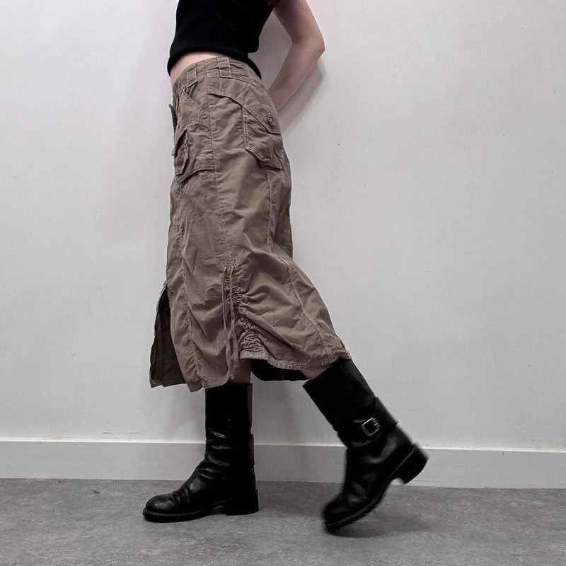 cargo khaki puff skirt