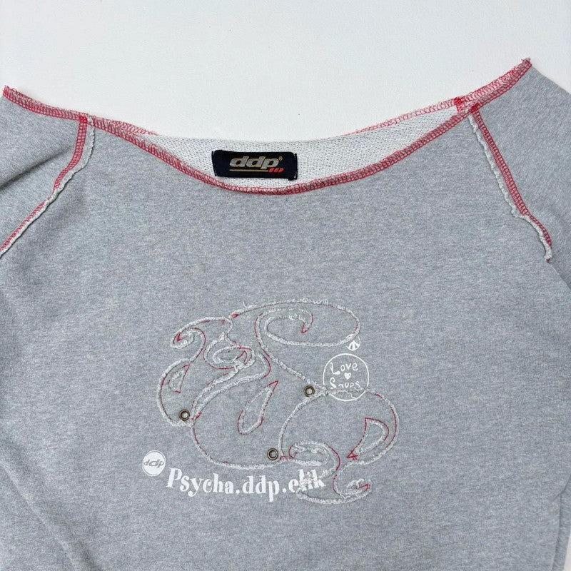 grey off the shoulder slouchy sweater