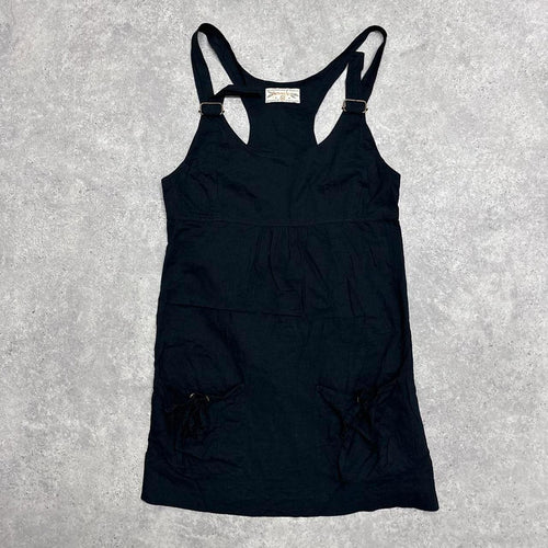 black mini buckle dress