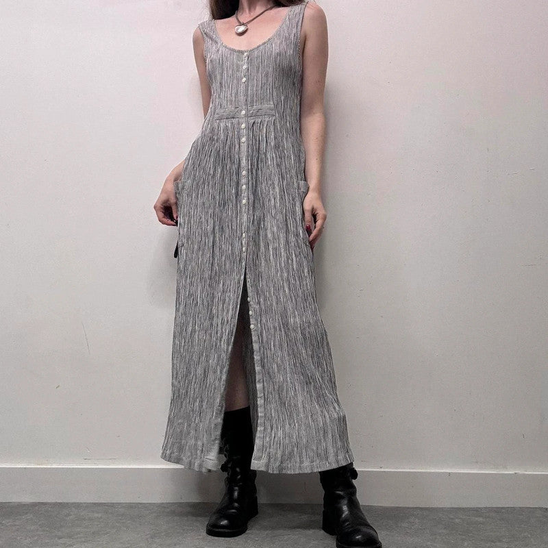 crinkle pinstripe maxi dress
