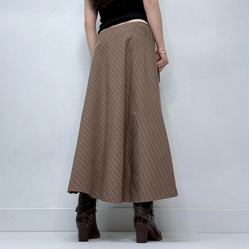 brown pinstripe asymmetric corset skirt