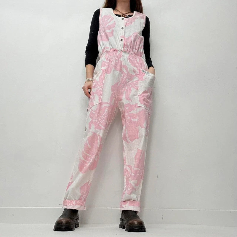 baggy cotton pink overalls