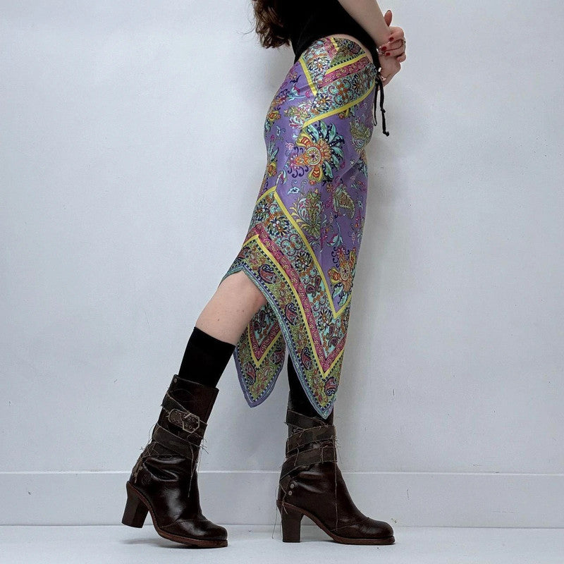 handkerchief paisley midi skirt