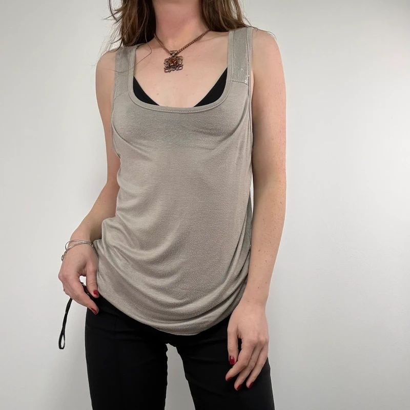 beige slouchy square neck vest top