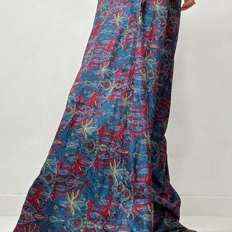 paisley 100% silk flare floaty trousers