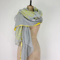 Sheer grey cotton shawl boho patchwork scarf