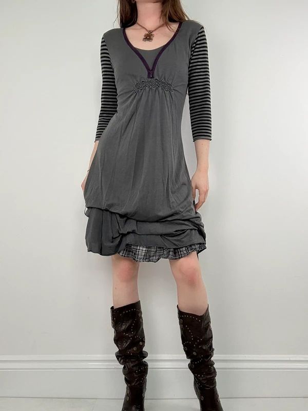 Cop Copine pinstripe gathered midi dress
