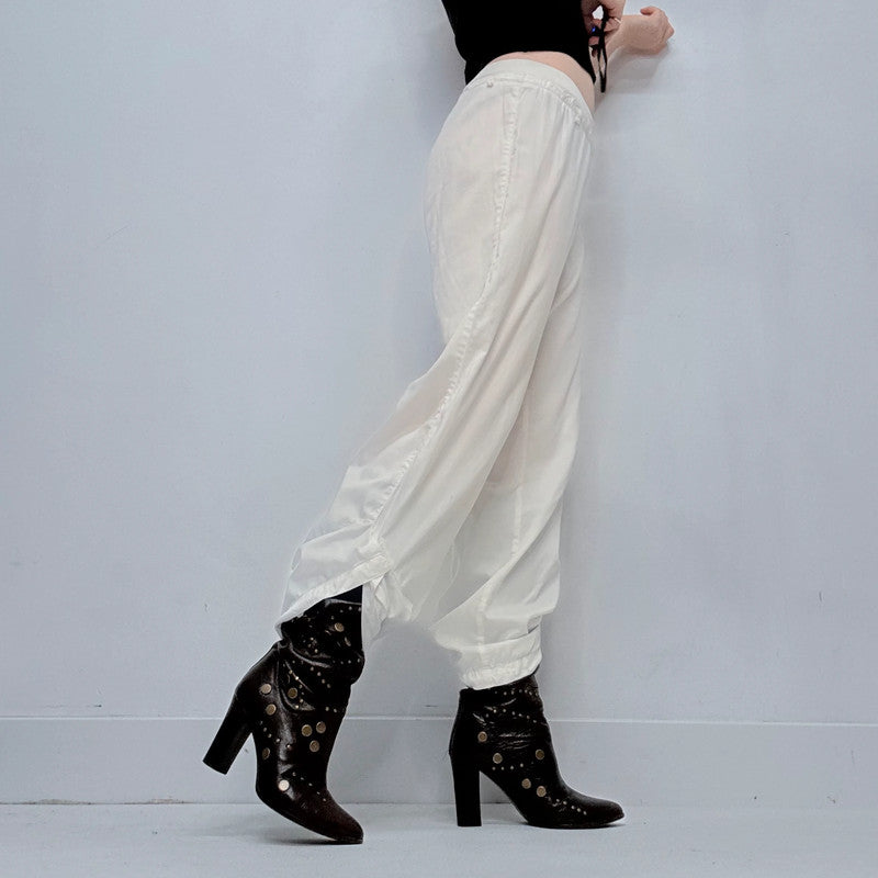 white pleated draped Cop Copine trousers