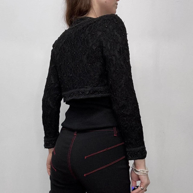 black cropped beaded jacket