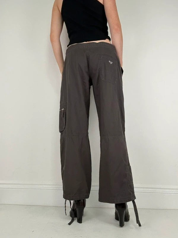 brown drawstring cotton pants
