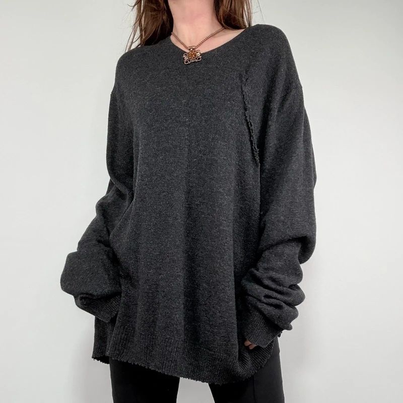 dark grey oversized wool knit