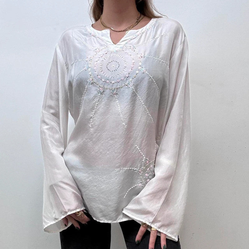 white floaty flared fairy shirt