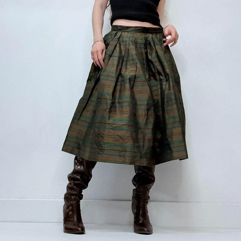 puff structured pleated pinstripe skirt