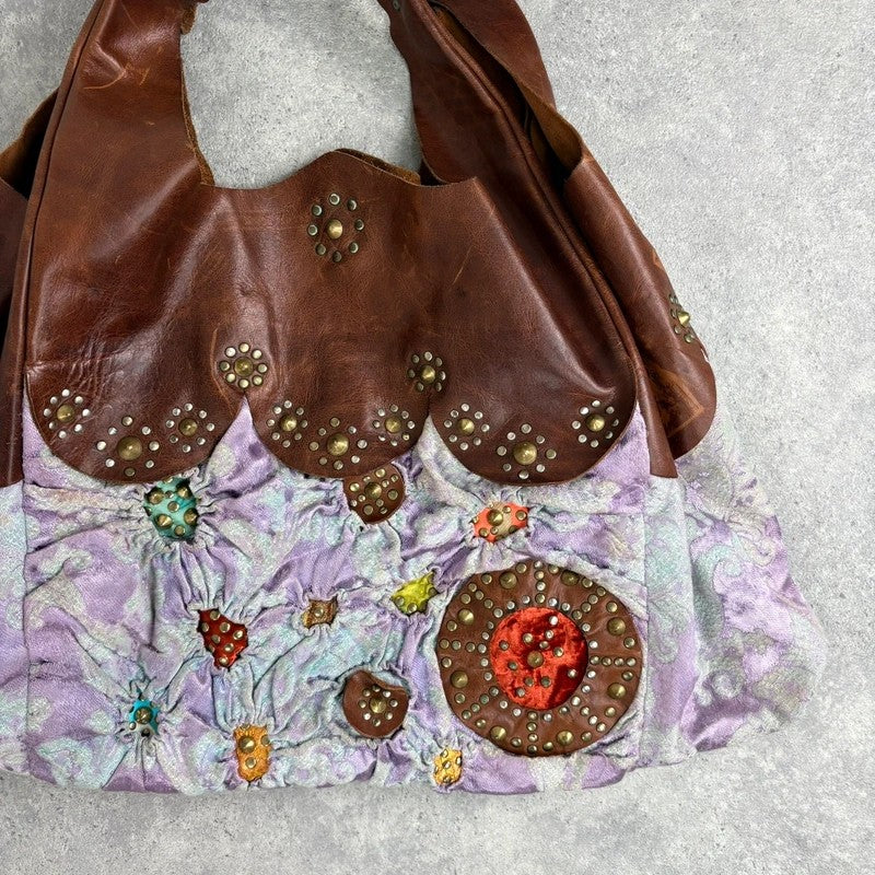 Boho patchwork studded hippy slouchy oversized bag