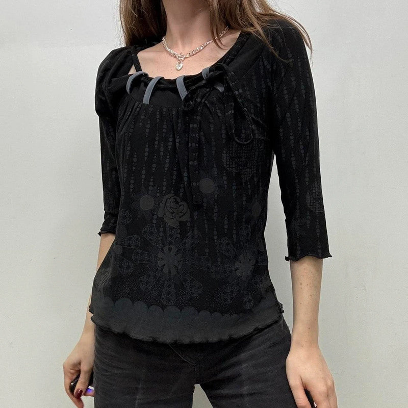 black grunge printed top