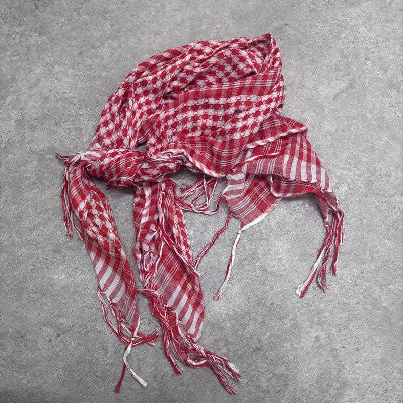 red checked tassel scarf
