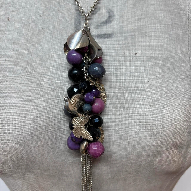 silver flower charm necklace