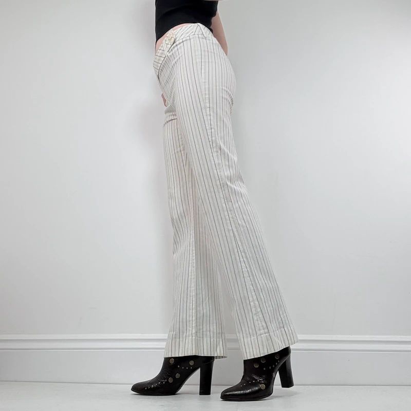 white pinstripe stright leg trousers