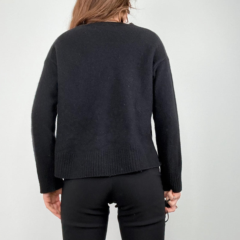 black wool knitted cropped jumper