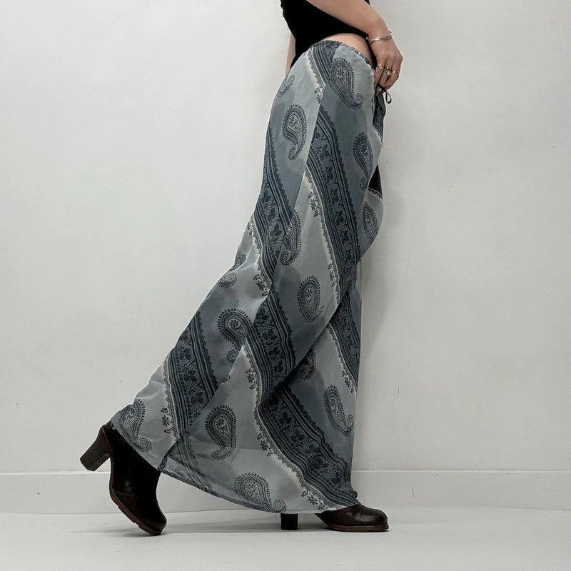 blue paisley maxi skirt