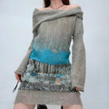 Save the queen graphic slouchy mohair knit dress