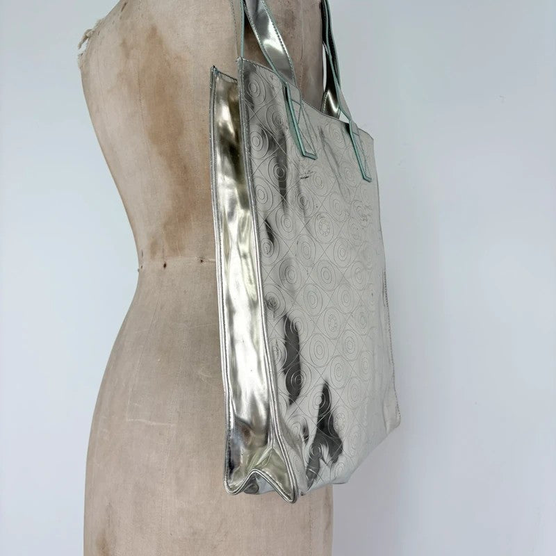 Silver metallic kenzo logo tote bag