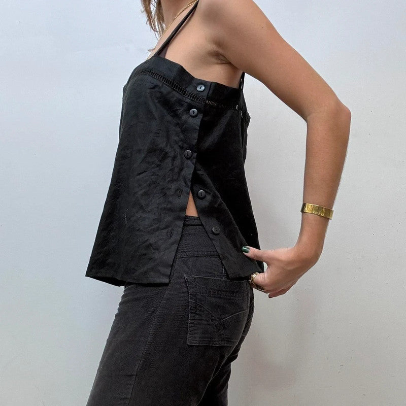 Vintage black linen vest