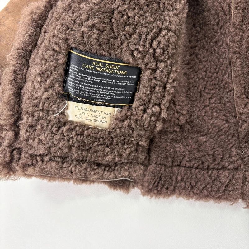 brown shearling aviator vintage jacket with zipper