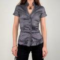 fitted pinstripe short sleeve shirt