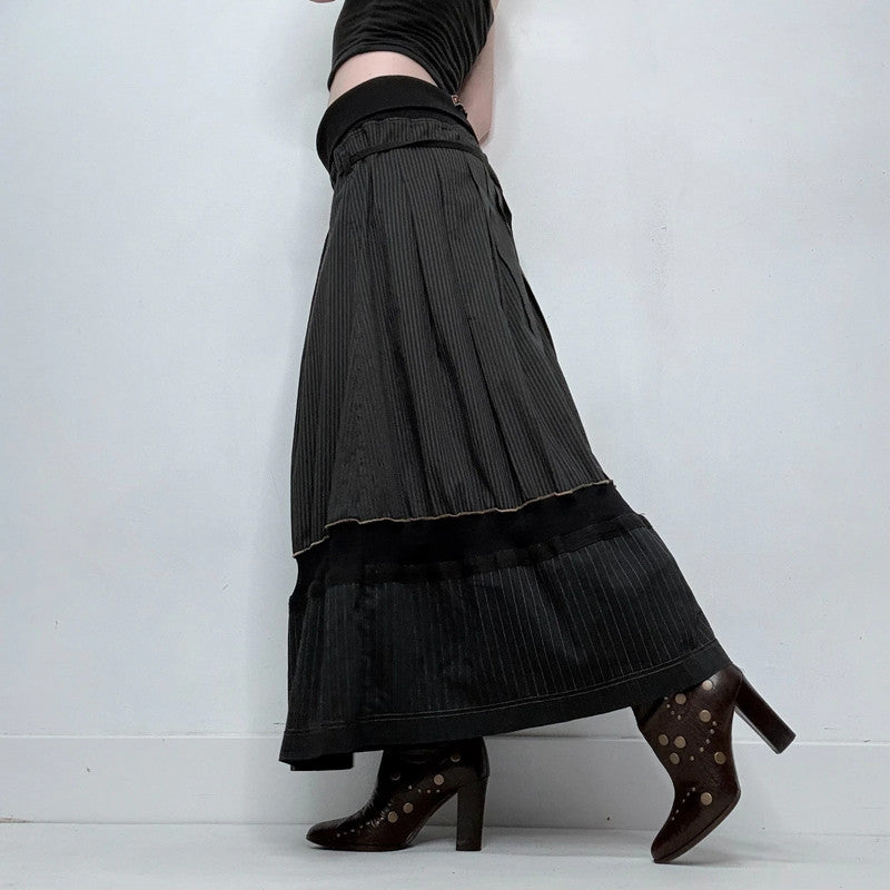 black Cop Copine pinstripe structured maxi skirt