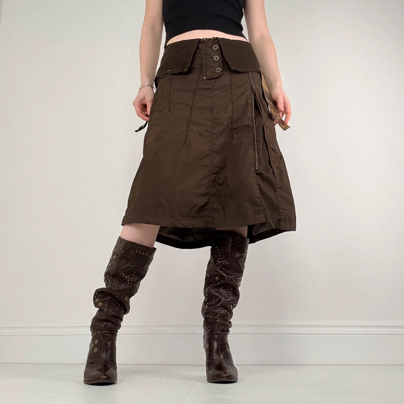 brown stuctured utility skirt