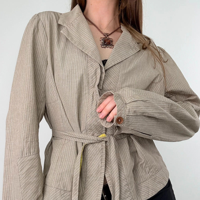 Pinstripe structured cotton jacket